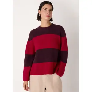 Whistles Red Wool Mix Wide Stripe Knit